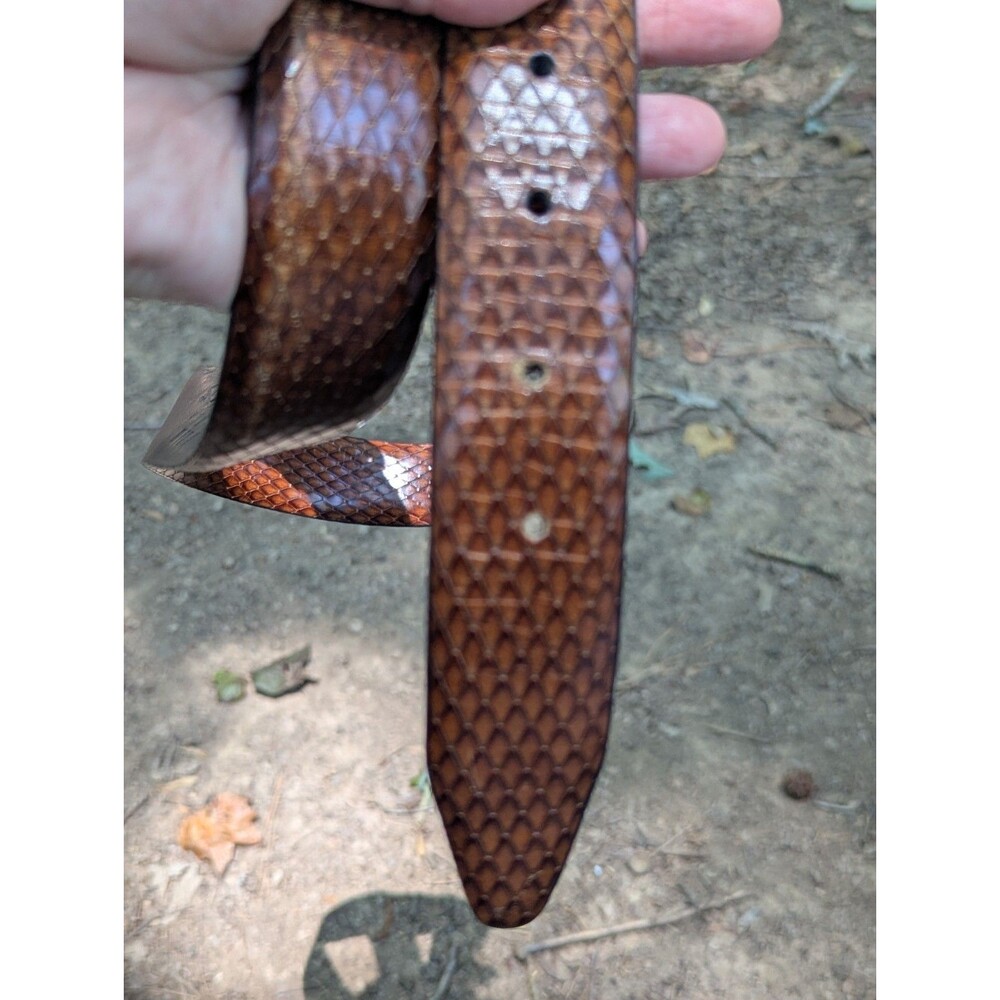 Bill Lavin "Soft Collection" Python-Texture Embossed Brown Leather Belt - Picture 8 of 9